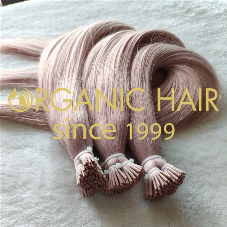 Pink color 100% human hair I tip hair extensions CNY012
